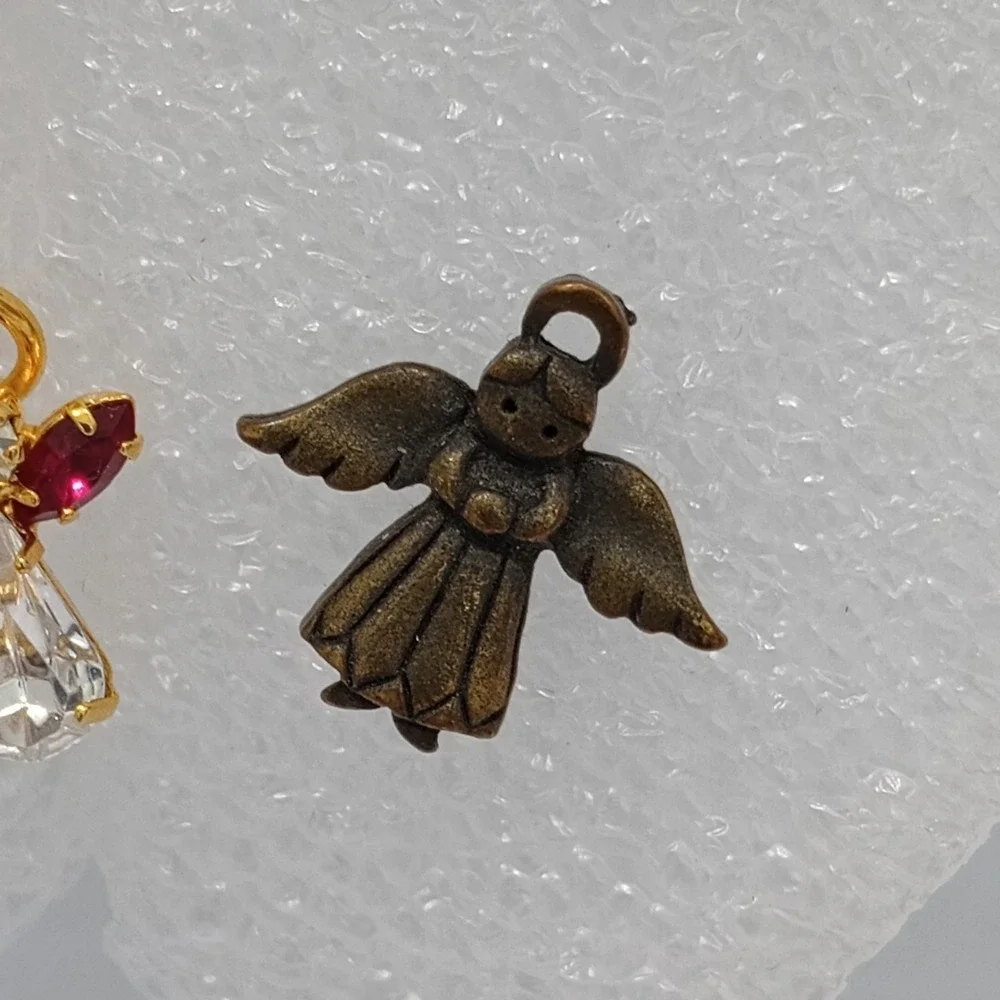 Vintage Angel Pin Lot JJ Rhinestone‎ Brooch Charms Gold Tone